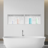 VEVOR Shower Niche 40.6 x 81.3 + 40.6 x 81.3 cm Recessed Wall Shelf Bathroom - Low Angle