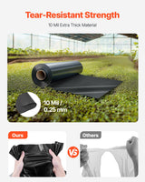VEVOR 10Mil Plastic Sheeting Roll 20 x 100 FT Heavy Duty Polyethylene Black - Front View