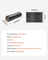 VEVOR 6Mil Plastic Sheeting Roll 24 x 100 FT Heavy Duty Polyethylene Black - Close-Up Angle