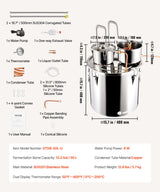 VEVOR Moonshine Still Water Alcohol Distiller 13.2Gal w/Thumper Keg & Water Pump - Close-Up Angle