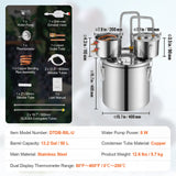 VEVOR Moonshine Still Water Alcohol Distiller 13.2Gal w/Thumper Keg & Water Pump - Close-Up Angle