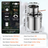 VEVOR Moonshine Still Water Alcohol Distiller 3Gal w/ Water Pump Stainless Steel - Close-Up Angle