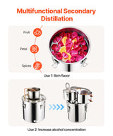 VEVOR Moonshine Still Water Alcohol Distiller 3Gal w/Thumper Keg & 8W Water Pump - Top-Down View