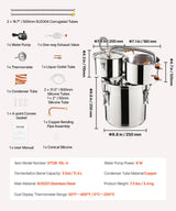 VEVOR Moonshine Still Water Alcohol Distiller 3Gal w/Thumper Keg & 8W Water Pump - Close-Up Angle