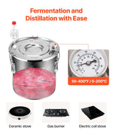 VEVOR Moonshine Still Water Alcohol Distiller 5Gal w/Thumper Keg & 8W Water Pump - Side View
