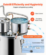 VEVOR Moonshine Still Water Alcohol Distiller 8Gal w/Thumper Keg & 8W Water Pump - 45-Degree Angle