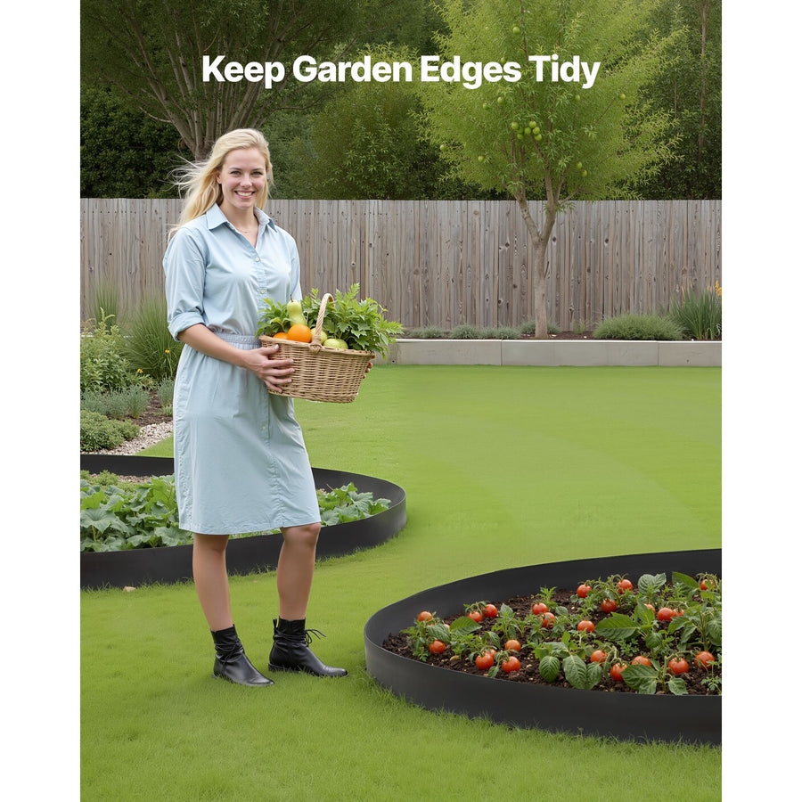 Landscape Edging, 2000 x 10 cm Plastic Garden Border Edging with 30 Spikes & 2 Ground Stakes, No Dig, Flexible Lawn Edgings Roll, UV-Resistant Mini Fence Borders for Flower Beds Yard Paver