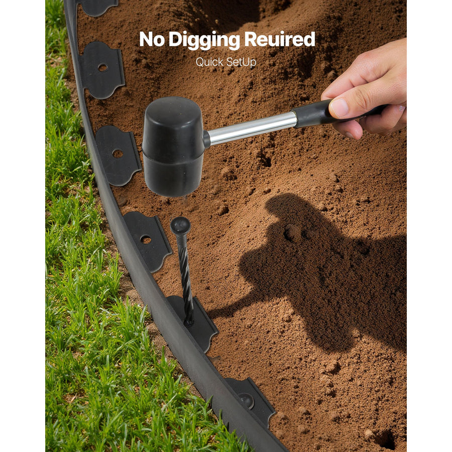 Landscape Edging, 2000 x 10 cm Plastic Garden Border Edging with 30 Spikes & 2 Ground Stakes, No Dig, Flexible Lawn Edgings Roll, UV-Resistant Mini Fence Borders for Flower Beds Yard Paver