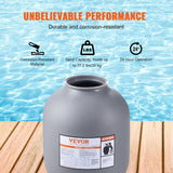 VEVOR Sand Filter, 16-inch, 406.4mm, Up to 35 GPM Flow Rate, Above Inground Swimming Pool Sand Filter System with 7-Way Multi-Port Valve, Filter, Backwash, Rinse, Recirculate, Waste, Winter, Closed Functions - Side View