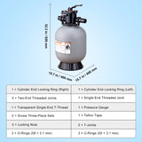 VEVOR Sand Filter, 16-inch, 406.4mm, Up to 35 GPM Flow Rate, Above Inground Swimming Pool Sand Filter System with 7-Way Multi-Port Valve, Filter,