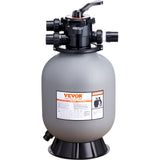 VEVOR Sand Filter, 16-inch, 406.4mm, Up to 35 GPM Flow Rate, Above Inground Swimming Pool Sand Filter System with 7-Way Multi-Port Valve, Filter,