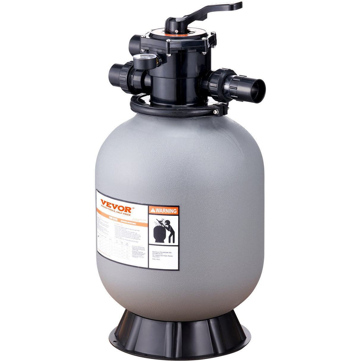 VEVOR Sand Filter, 16-inch, 406.4mm, Up to 35 GPM Flow Rate, Above Inground Swimming Pool Sand Filter System with 7-Way Multi-Port Valve, Filter,
