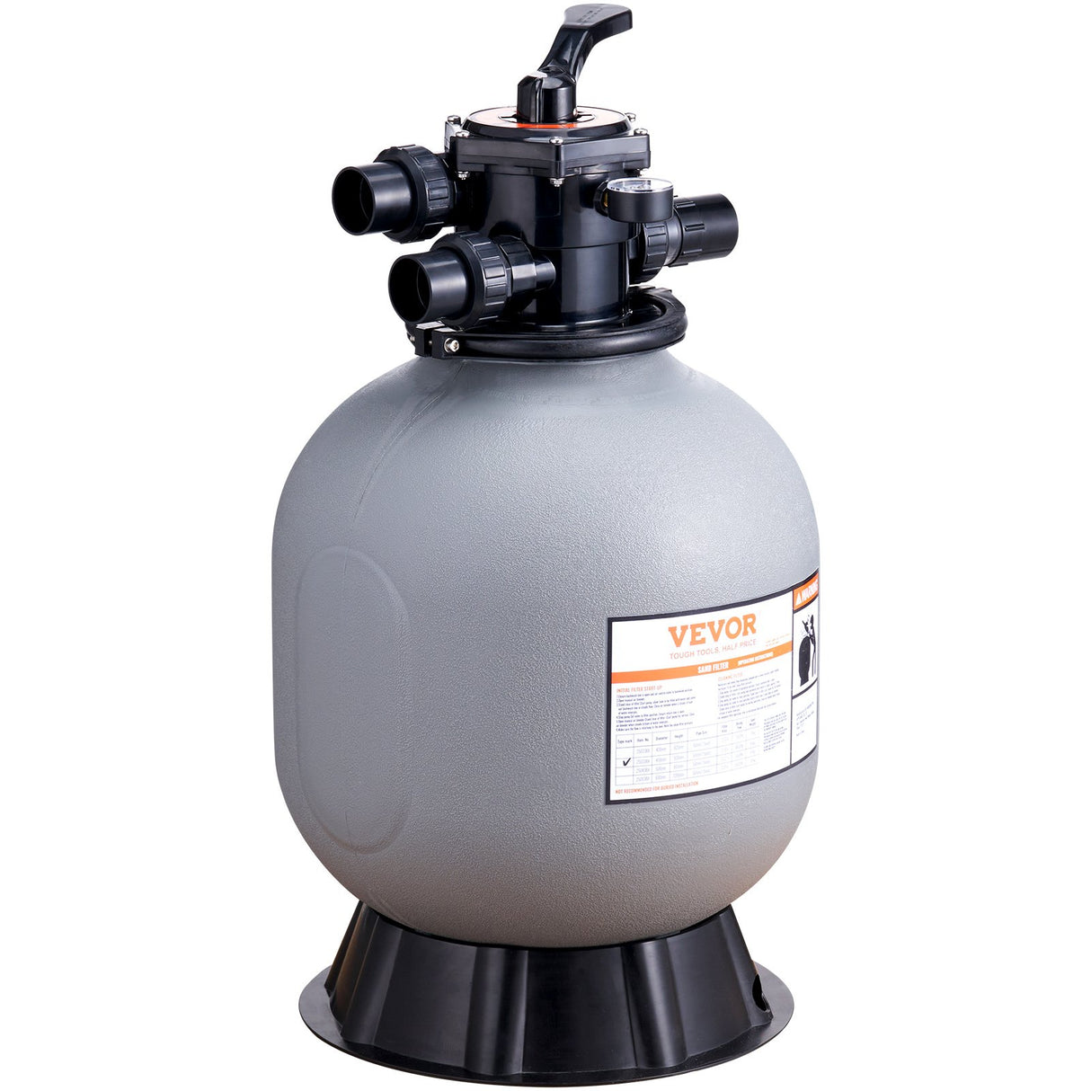 VEVOR Sand Filter, 19-inch, 482.6mm, Up to 45 GPM Flow Rate, Above Inground Swimming Pool Sand Filter System with 7-Way Multi-Port Valve, Filter,