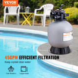 VEVOR Sand Filter, 19-inch, 482.6mm, Up to 45 GPM Flow Rate, Above Inground Swimming Pool Sand Filter System with 7-Way Multi-Port Valve, Filter,