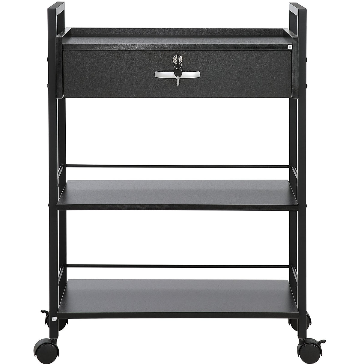 VEVOR Beauty Salon Trolley Cart, 3-Tier Hair Salon Stations Cabinet for Stylist with Lockable Drawer, MDF Rolling Storage Station with 4 Wheels (2