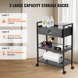 VEVOR Beauty Salon Trolley Cart, 3-Tier Hair Salon Stations Cabinet for Stylist with Lockable Drawer, MDF Rolling Storage Station with 4 Wheels (2