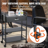 Beauty Salon Trolley Cart, 3-Tier Hair Salon Stations Cabinet for Stylist with Lockable Drawer, MDF Rolling Storage Station with 4 Wheels (2 Lockable) for Beauty SPA Barbershop Tattoo - 45-Degree Angle