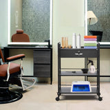 VEVOR Beauty Salon Trolley Cart, 3-Tier Hair Salon Stations Cabinet for Stylist with Lockable Drawer, MDF Rolling Storage Station with 4 Wheels (2