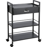 VEVOR Beauty Salon Trolley Cart, 3-Tier Hair Salon Stations Cabinet for Stylist with Lockable Drawer, MDF Rolling Storage Station with 4 Wheels (2