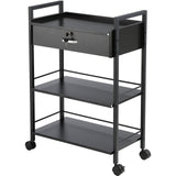 VEVOR Beauty Salon Trolley Cart, 3-Tier Hair Salon Stations Cabinet for Stylist with Lockable Drawer, MDF Rolling Storage Station with 4 Wheels (2 - Extra Image