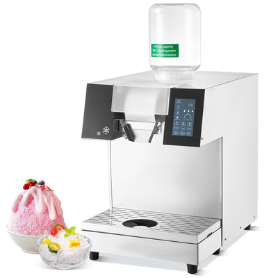 Commercial Snowflake Ice Machine, 397LBS/24H Snowflake Ice Maker, Stainless Steel Ice Shaver Machine, Electric Snow Cone Maker, Liquid Cooling System for Rapid Heat Dissipation, Ice Cream