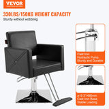 VEVOR Salon Chair, Barber Chair for Hair Stylist, Styling Chair with Heavy Duty Hydraulic Pump, Swivel Hair Salon Chair with Footrest for Beauty Spa Shampoo, Max Load Weight 330 lbs, Black - Front View