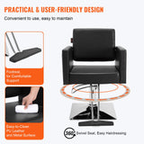 VEVOR Salon Chair, Barber Chair for Hair Stylist, Styling Chair with Heavy Duty Hydraulic Pump, Swivel Hair Salon Chair with Footrest for Beauty Spa Shampoo, Max Load Weight 330 lbs, Black - 45-Degree Angle