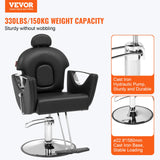 VEVOR Salon Chair Hydraulic Recliner Barber Chair for Hair Stylist 360 Degrees Swivel 90°-130° Reclining Salon Chair for Beauty Spa Shampoo Max Load Weight 330 lbs Black - Front View