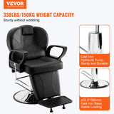 VEVOR Salon Chair Hydraulic Recliner Barber Chair for Hair Stylist 360 Degrees Swivel 90°-130° Reclining Salon Chair for Beauty Spa Shampoo Max Load Weight 330 lbs Black - Front View