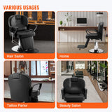 VEVOR Salon Chair Hydraulic Recliner Barber Chair for Hair Stylist 360 Degrees Swivel 90°-130° Reclining Salon Chair for Beauty Spa Shampoo Max Load Weight 330 lbs Black - Rear View