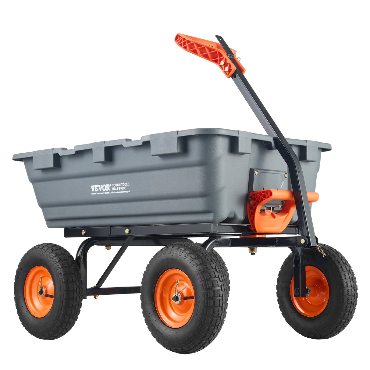 VEVOR Dump Cart, Poly Garden Dump Cart with Easy to Assemble Steel Frame, Dump Wagon with 2-in-1 Convertible Handle, Utility Wheelbarrow 544kg/
