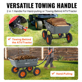 VEVOR Dump Cart, Poly Garden Dump Cart with Easy to Assemble Steel Frame, Dump Wagon with 2-in-1 Convertible Handle, Utility Wheelbarrow  544kg/ 1200lbs Capacity, 33cm/ 13 inch Tires - Side View