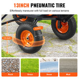 VEVOR Dump Cart, Poly Garden Dump Cart with Easy to Assemble Steel Frame, Dump Wagon with 2-in-1 Convertible Handle, Utility Wheelbarrow  544kg/ 1200lbs Capacity, 33cm/ 13 inch Tires - 45-Degree Angle