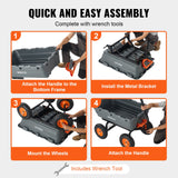 VEVOR Dump Cart, Poly Garden Dump Cart with Easy to Assemble Steel Frame, Dump Wagon with 2-in-1 Convertible Handle, Utility Wheelbarrow  544kg/ 1200lbs Capacity, 33cm/ 13 inch Tires - Rear View