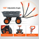 VEVOR Dump Cart, Poly Garden Dump Cart with Easy to Assemble Steel Frame, Dump Wagon with 2-in-1 Convertible Handle, Utility Wheelbarrow  544kg/ 1200lbs Capacity, 33cm/ 13 inch Tires - Close-Up Angle