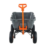 Dump Cart, Poly Garden Dump Cart with Easy to Assemble Steel Frame, Dump Wagon with 2-in-1 Convertible Handle, Utility Wheelbarrow 1500 lbs Capacity, 13 inch Tires