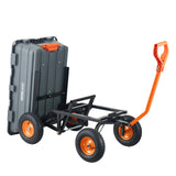 Dump Cart, Poly Garden Dump Cart with Easy to Assemble Steel Frame, Dump Wagon with 2-in-1 Convertible Handle, Utility Wheelbarrow 1500 lbs Capacity, 13 inch Tires