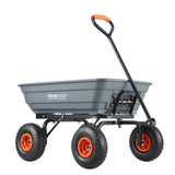 VEVOR Dump Cart, Poly Garden Dump Cart with Easy to Assemble Steel Frame, Dump Wagon with 2-in-1 Convertible Handle, Utility Wheelbarrow 272kg/ 600lbs