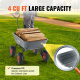 VEVOR Dump Cart, Poly Garden Dump Cart with Easy to Assemble Steel Frame, Dump Wagon with 2-in-1 Convertible Handle, Utility Wheelbarrow 272kg/ 600lbs Capacity, 25.5cm/ 10 inch Tires - Top-Down View