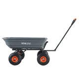 VEVOR Dump Cart, Poly Garden Dump Cart with Easy to Assemble Steel Frame, Dump Wagon with 2-in-1 Convertible Handle, Utility Wheelbarrow 272kg/ 600lbs