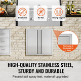BBQ Access Door, 610x610 mm Double Outdoor Kitchen Door, Stainless Steel Flush Mount Door, Wall Vertical Door with Recessed Handles , for BBQ Island, Grilling Station, Outside Cabinet - Side View