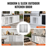 BBQ Access Door, 610x610 mm Double Outdoor Kitchen Door, Stainless Steel Flush Mount Door, Wall Vertical Door with Recessed Handles , for BBQ Island, Grilling Station, Outside Cabinet - Rear View