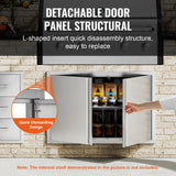 BBQ Access Door, 914x610 mm Double Outdoor Kitchen Door, Stainless Steel Flush Mount Door, Wall Vertical Door with Recessed Handles , for BBQ Island, Grilling Station, Outside Cabinet - Top-Down View