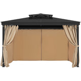 Gazebo Curtains Outdoor, Fit Most 10' x 10' x 6.7' Gazebos, 4-Panel Sidewall Gazebo Privacy Curtains with Zippers, Outdoor Curtain Replacement for Patio Canopy, Only Curtain, Khaki