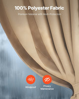 VEVOR Gazebo Curtains Outdoor, Fit Most 10' x 10' x 6.7' Gazebos, 4-Panel Sidewall Gazebo Privacy Curtains with Zippers, Outdoor Curtain Replacement for Patio Canopy, Only Curtain, Khaki - Side View