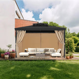 VEVOR Gazebo Curtains Outdoor, Fit Most 10' x 10' x 6.7' Gazebos, 4-Panel Sidewall Gazebo Privacy Curtains with Zippers, Outdoor Curtain Replacement for Patio Canopy, Only Curtain, Khaki - Low Angle