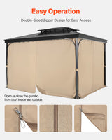 VEVOR Gazebo Curtains Outdoor, 12' x 10' x 7.3' Gazebos, 4-Panel Sidewall Gazebo Privacy Curtains with Zippers, Outdoor Curtain Replacement for Patio Canopy, Only Curtain, Khaki - Top-Down View