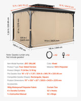 Gazebo Curtains Outdoor, 12' x 10' x 7.3' Gazebos, 4-Panel Sidewall Gazebo Privacy Curtains with Zippers, Outdoor Curtain Replacement for Patio Canopy, Only Curtain, Khaki