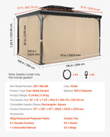 VEVOR Gazebo Curtains Outdoor, 12' x 10' x 7.3' Gazebos, 4-Panel Sidewall Gazebo Privacy Curtains with Zippers, Outdoor Curtain Replacement for Patio Canopy, Only Curtain, Khaki - Close-Up Angle