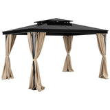 Gazebo Curtains Outdoor, 12' x 10' x 7.3' Gazebos, 4-Panel Sidewall Gazebo Privacy Curtains with Zippers, Outdoor Curtain Replacement for Patio Canopy, Only Curtain, Khaki